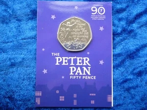Isle of Man 50p 2019 Peter Pan 'Second to the Right' BU Carded - Picture 1 of 2