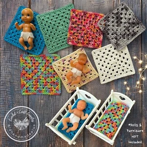 My Mini Baby Crochet Blanket 1/12 Dollhouse Granny Square Small Doll Cot Blanket - Picture 1 of 21