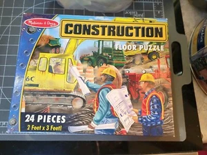Used Classroom Easy Clean Floor 24p 2'x3' Melissa &Doug CONSTRUCTION Scoop Dump - Picture 1 of 9