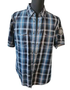 Harley Davidson Men's Shirt Motorcycles Patch Size XL Blue Plaid Pockets NWOT - Picture 1 of 7