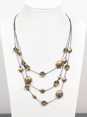 Colar Kenneth Cole cinza metálico tom dourado estação fosca miçangas em camadas 19 polegadas - Imagem 1 de 4