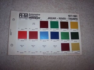 1977-1981 JAGUAR ROVER TRIUMPH EXTERIOR R-M PAINT CHIP COLOR CHART   #414 - Picture 1 of 3