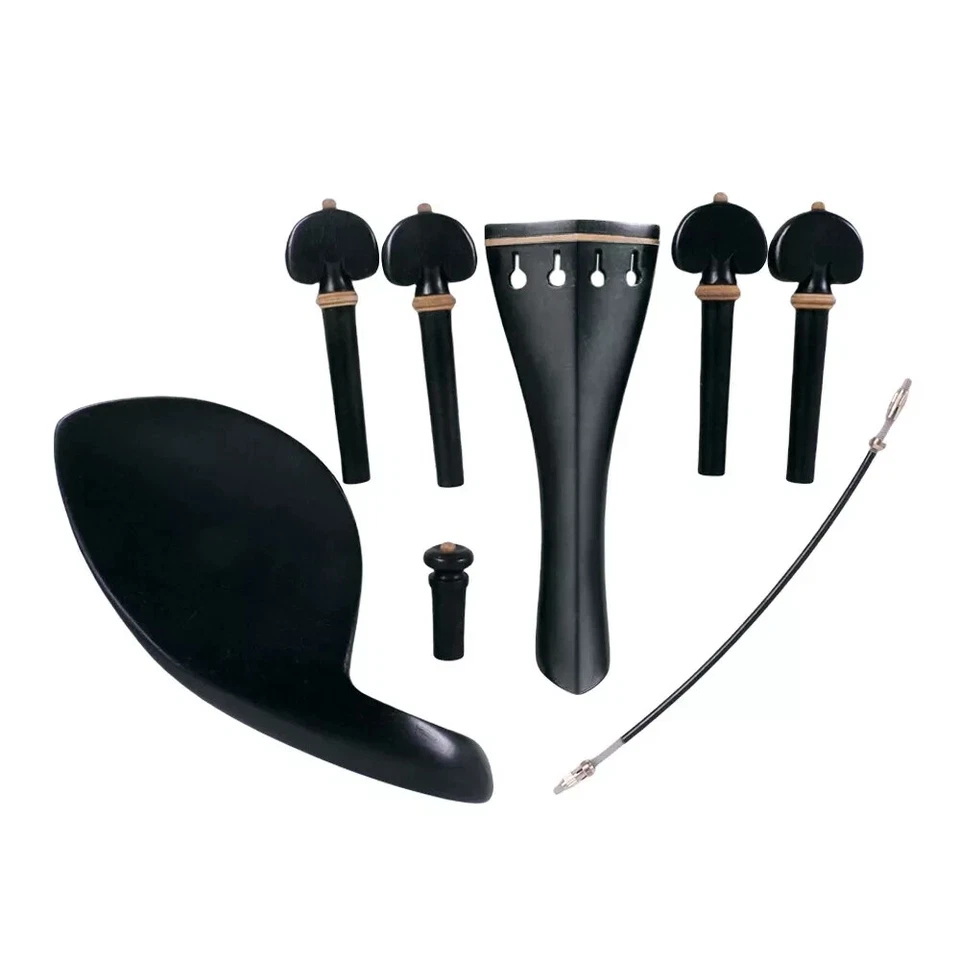1 set Violin Accessories Parts for 4/4 Ebony wood Pegs Chinrest Tailpiece Endpin - Image 1 of 1
