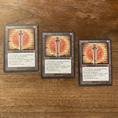 3x Apocalypse Chime NM+ NEVER PLAYED MTG Homelands Magic VINTAGE FREE SHIPPING - Image 1 of 2
