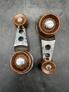 Vintage 60-70's Set Car Interior Window Crank Handles Wood Grain Chrome GM Ford - Picture 1 of 8
