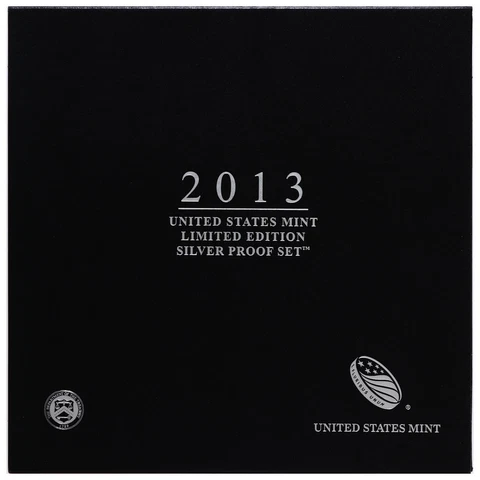 2013 Limited Edition Silver Proof Set Black Box & COA 7 Coins and Silver Eagle Cover