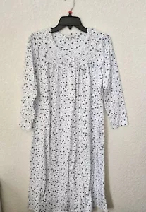 Camisón manga larga EILEEN WEST ropa de dormir talla S blanco/azul floral 100 % algodón - Imagen 1 de 10