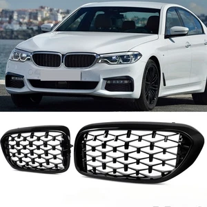 For BMW 5 Series G30 G31 2017-19 Black Diamond Front Bumper Kidney Grille Grill - Picture 1 of 13