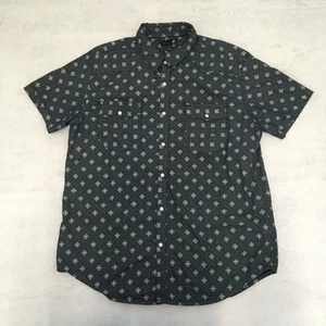 J Ferrar Shirt Mens XL Black Geometric Pearl Snap Slim Western Cowboy USA - Picture 1 of 9