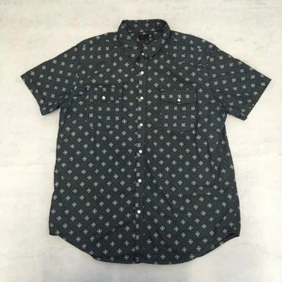 J Ferrar Shirt Mens XL Black Geometric Pearl Snap Slim Western Cowboy USA - Image 1 of 4