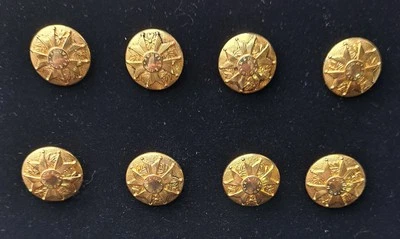 RENA LANGE Designer Vintage 8 Ösenknöpfe Original mit Schriftzug Gold 20mm "TOP" - Bild 1 von 4