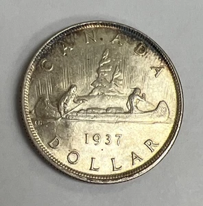 1937 Canada Canadian Silver Dollar UNC - Picture 1 of 6