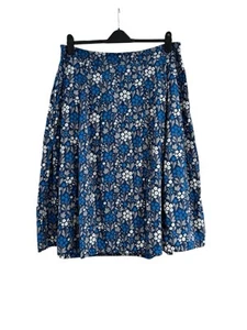 Seasalt Cornwall Sea Mist Skirt Size 20 100% Cotton Blue Floral Lined Pleated - Picture 1 of 7