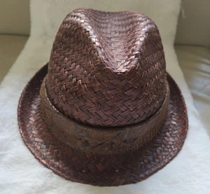 Fedora Hat Carlos By Carlos Santana Panama Large / X Large Brown Burgandy Woven - Picture 1 of 11