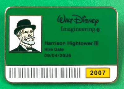 Disney Pin Harrison Hightower III 2007 Imagineering ID Badge LE300 Tower Terror - Image 1 of 3