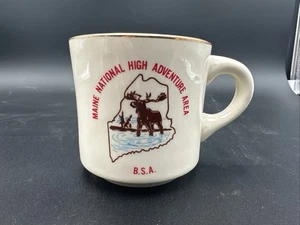 Vintage BSA Boy Scouts of America Kaffeebecher Maine High Adventure Area Goldrand - Bild 1 von 6
