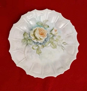 Antique Yellow Rose of Texas Hand Painted Cabinet Plate Vintage Artist Signed 8" - Picture 1 of 6