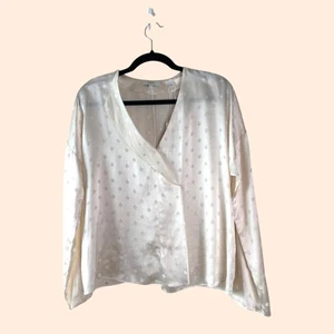 Vince Halo Dot Draped Silk Blouse - Picture 1 of 7