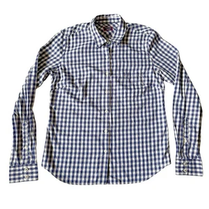 UNTUCKIT Women's Button Down Shirt Blue White Gingham Long Sleeve Corpcore - Picture 1 of 6