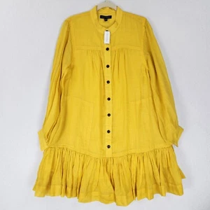 Banana Republic Kleid Damen Medium Gelb Oversize Plissee Langarm NEU - Bild 1 von 14