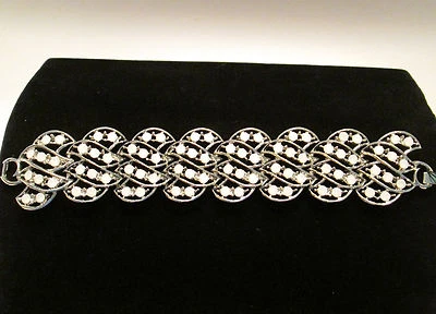 Pulsera firmada por R J GRAZIANO con conjunto de cristales de cabujón ROSA en tono plata Foto 1 de 4