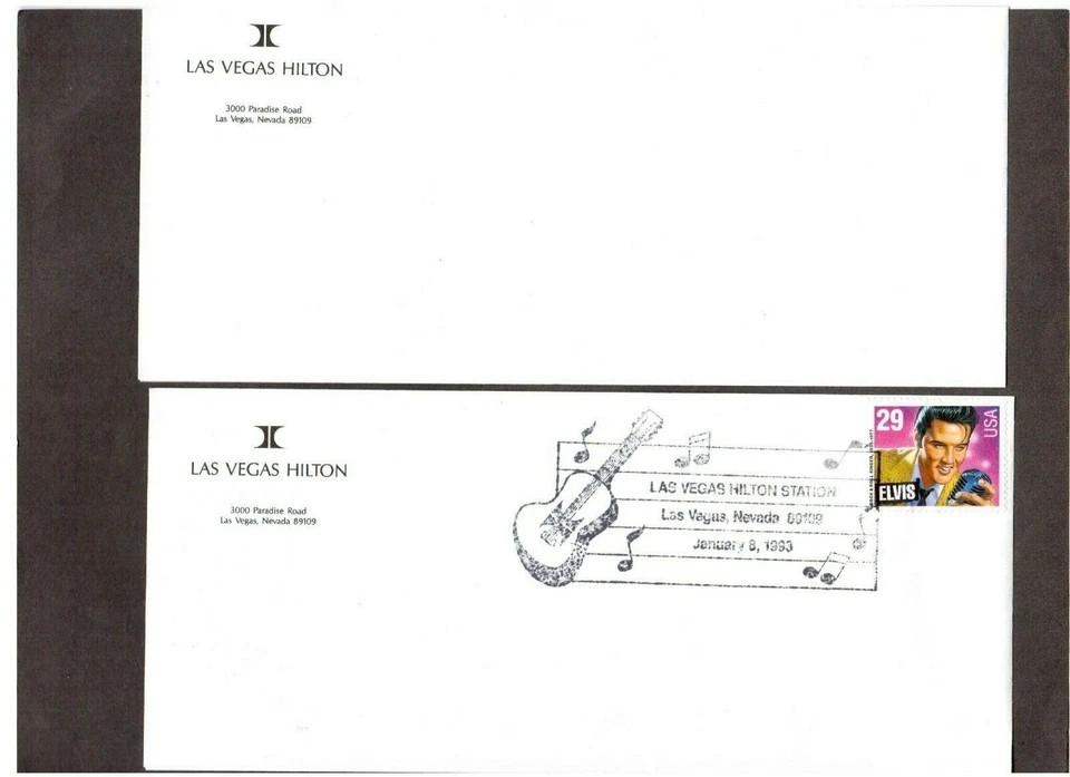 LAS VEGAS HILTON & ELVIS PRESLEY FDC 2 Envelopes January 8, 1993 Las Vegas NV - Image 1 of 1