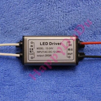 Waterproof AC/DC 12V~24V LED Driver 3x3W 900mA Power Supply 10W Lamp Light Bulb - Image 1 of 2