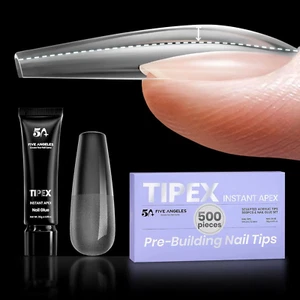 Tipex Instant Apex Gel Nail Tips Kit,500 Pieces Acrylic Full Cover Long Coffin H - Picture 1 of 12