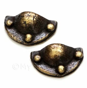 2x Casa Delle Bambole Miniatura 1: 12th Scala Antico Ottone Cozze Cassetti Tira - Foto 1 di 1