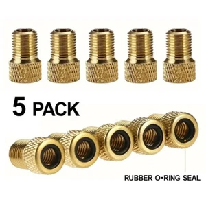 Brass Presta Valve Adapters - 5 Pk - Convert a Presta Valve to a Schrader Valve - Picture 1 of 5