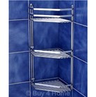 Satina Chrome Triple Corner Caddy - Bathroom Basket Storage Tidy Shelf