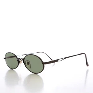 Black 90s Fancy Oval Sunglasses - Fairburn - Picture 1 of 3