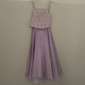 VTG Daniella Girls Dress Gown Lavender 12 Lace Beaded Organza Wedding Pageant - Picture 1 of 24
