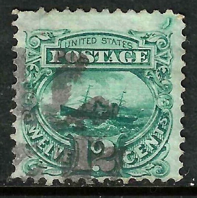 Sc #117 EFO Weird Mark UR 12 Cent Adriatic 1869 Pictorial US 24E23 - Image 1 of 2