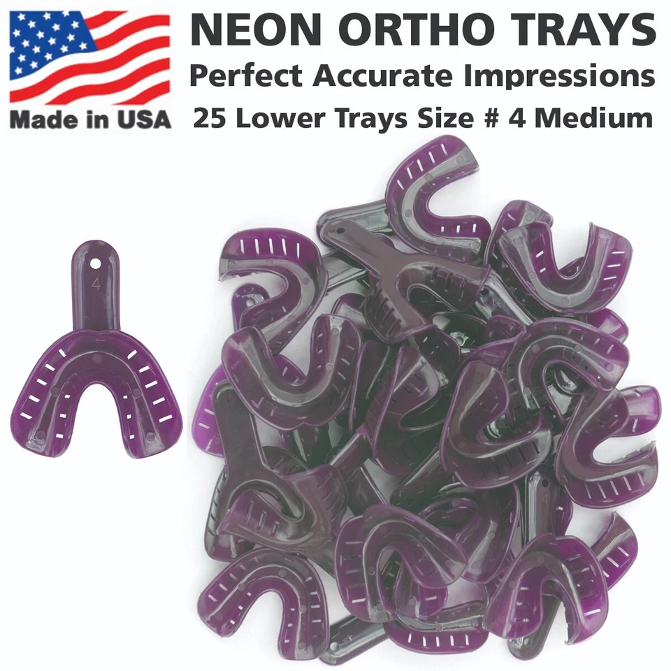 25 pcs Dental Impression Trays Orthodontic Perforated Disposable #4 L for Adult  - Image 1 of 1