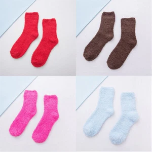 Women's Tube Socks Candy Color Socks Floor Half Velvet  Socks Casual 6pc Thick - Picture 1 of 38