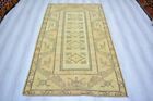 Beige Turkish Vintage Living Room Carpet, 3.9x6.6ft, Old Geometric Handmade Rug,