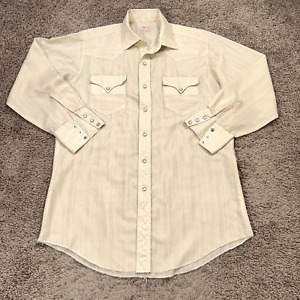 H Bar C Ranchwear Shirt Mens 16 32 Off White Striped Pearl Snap Western Cowboy