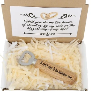 Personalised Bottle Opener Engraved Wooden Handle | Groomsman/Bridesmaid Gift - Picture 1 of 11