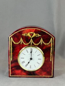 Reloj de estantería de 8"" marrón con incrustaciones de 8"" con soportes Ormolu - Imagen 1 de 18