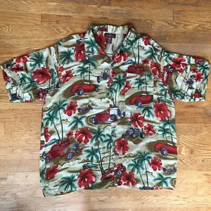 Covington Hot Rods Roadsters and Hibiscus Hawaiian Shirt Casual Rayon Shirt 2XL - Picture 1 of 9