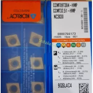 NUOVO KORLOY CCMT09T304-HMP NC3030 CCMT32.51-HMP NC3030 INSERTI IN CARBURO 10PZS - Foto 1 di 1