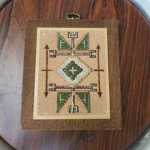 Mini Vintage Indianer Sioux Indianer Schlacht New Mexico Sand Wandkunst 7" x 6 - Bild 1 von 17