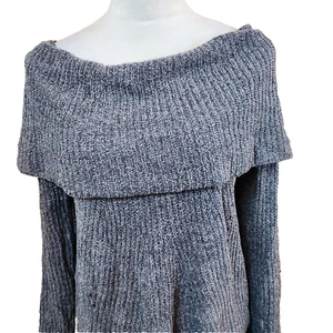 Maglione donna Moth Anthropologie piccolo Lucerna ciniglia grigio spalle scoperte - Foto 1 di 17