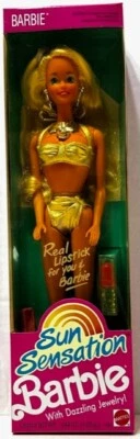 Muñeca Barbie Sun Sensation 1991 Mattel de colección con joyas y lápiz labial real #1390 en caja original Foto 1 de 4
