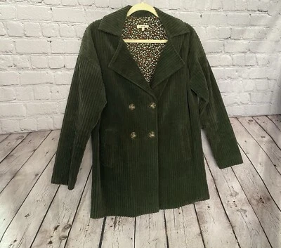 Easel Anthropologie Womens Small Green Corduroy Button Down Blazer Jacket EUC - Image 1 of 4