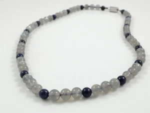 Mondstein & Lapis Halskette Edelstahl Magnetverschluss 20" - Bild 1 von 4