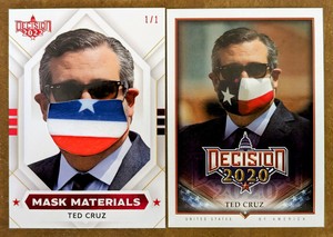 2022 Decision 2020 U. S. Senator TED CRUZ 1/1 Mask Materials #18MM ~ From Texas