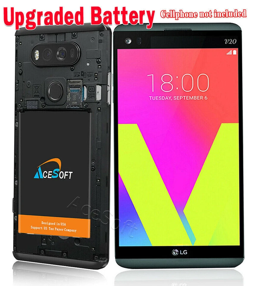 Batería A+ delgada extendida de alta capacidad AceSoft 5520 mAh para teléfono LG V20 BL-44E1F Foto 1 de 1