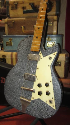 Vintage Circa 1959 Kay Sizzler Double Pickup Grey Speckle w. Soft Case - Image 1 of 4